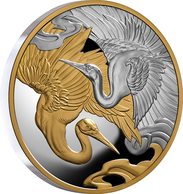 Crane Harmony & Longevity 2025 $1 1oz Gold Plated Silver Proof Coin
