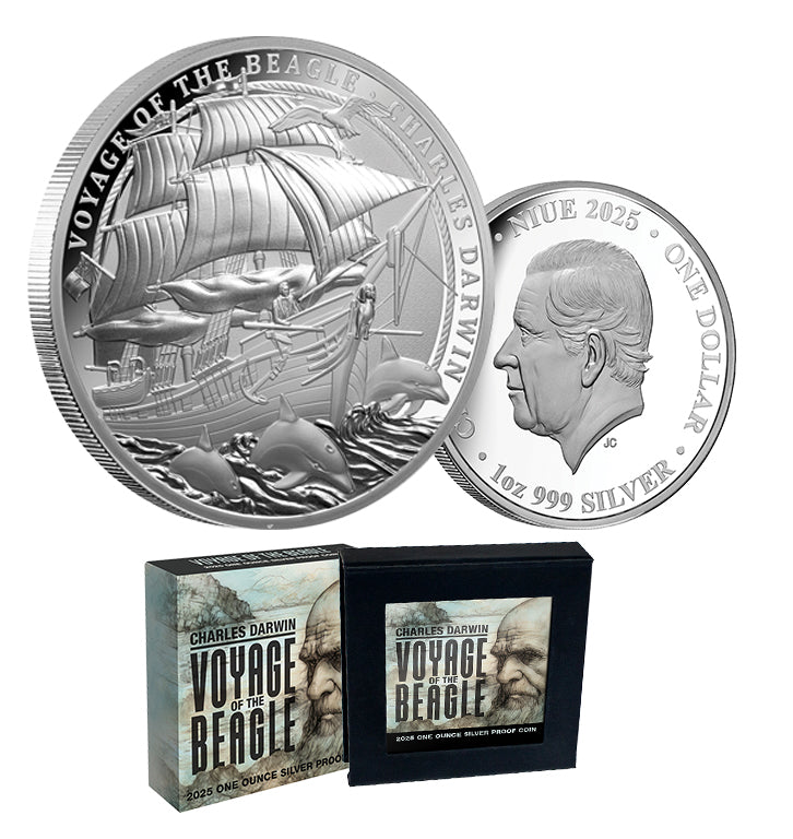 Charles Darwin & The Voyage Of The HMS Beagle 2025 1oz Silver Proof Coin