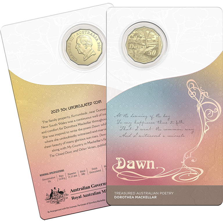 Dorothea Mackellar - Treasured Australian Poetry - Dawn 2025 50c Uncirculated Coin