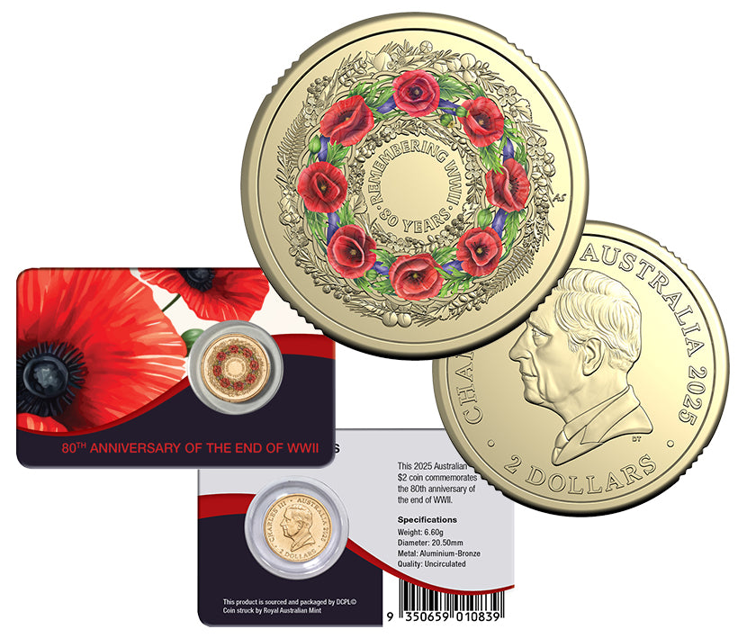80 Years On Remembering the Second World War 2025 $2 Coloured AlBr Coin Pack