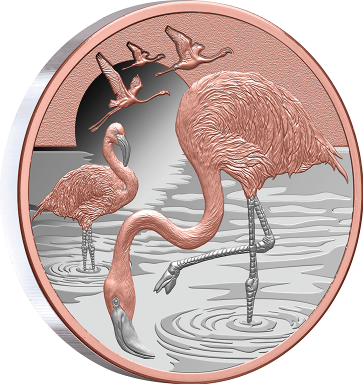 Pink Flamingo 2025 1oz Rose Gold Plated Silver Proof Coin