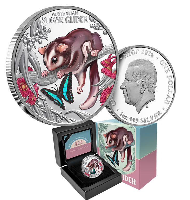 2026 1oz Baby Sugar Glider Coloured Silver Proof Coin