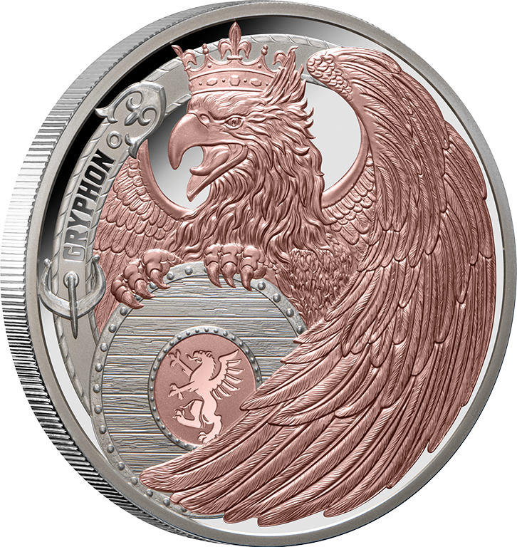 Heraldic Beasts 2024 $1 Gryphon Rose Gold-plated 1oz Silver Proof Coin