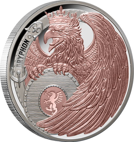 Heraldic Beasts 2024 $1 Gryphon Rose Gold-plated 1oz Silver Proof Coin