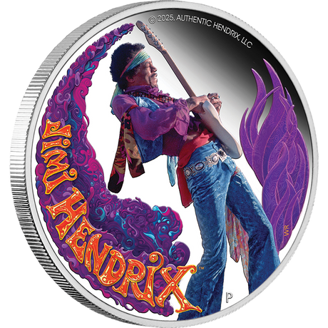 Jimi Hendrix 2025 1oz Silver Proof Coloured Coin