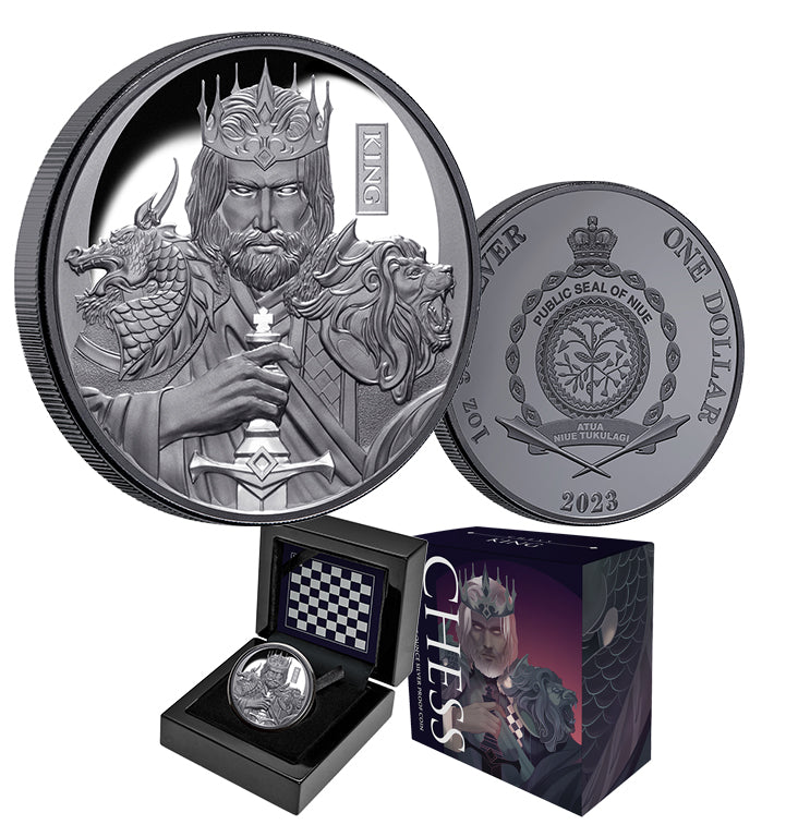 Chess King 2023 $1 1oz Silver Black Proof Coin