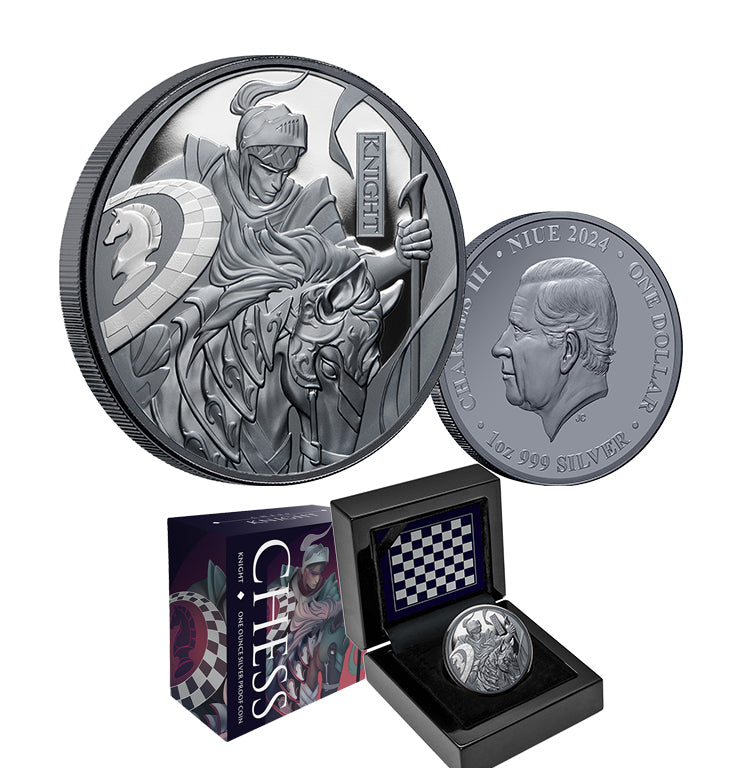 Chess Knight 2024 $1 1oz Silver Black Proof Coin