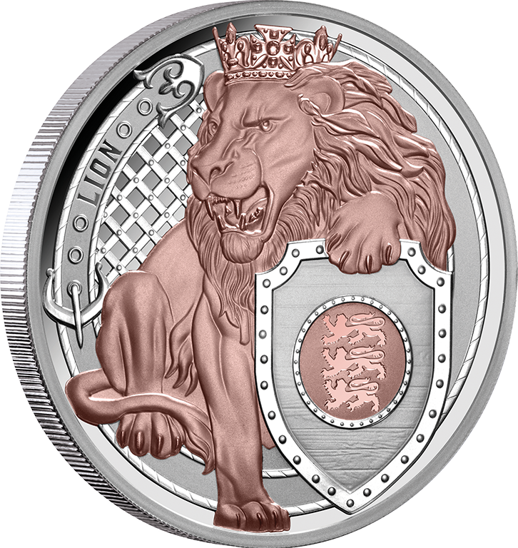 Heraldic Beasts Lion 2025 1oz Rose Gold-Plated Silver Proof Coin