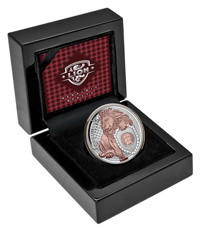 Heraldic Beasts Lion 2025 1oz Rose Gold-Plated Silver Proof Coin