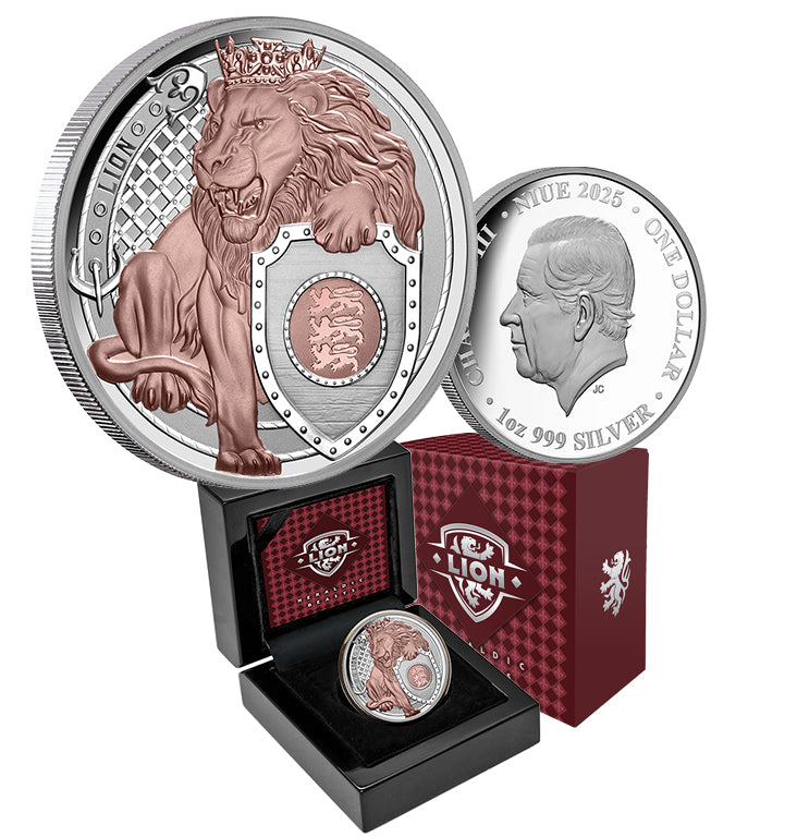 Heraldic Beasts Lion 2025 1oz Rose Gold-Plated Silver Proof Coin