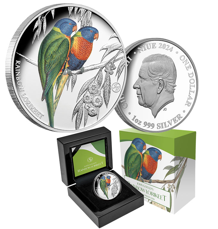 Birds of Australia 2024 $1 Rainbow Lorikeet 1oz Silver Proof Coin