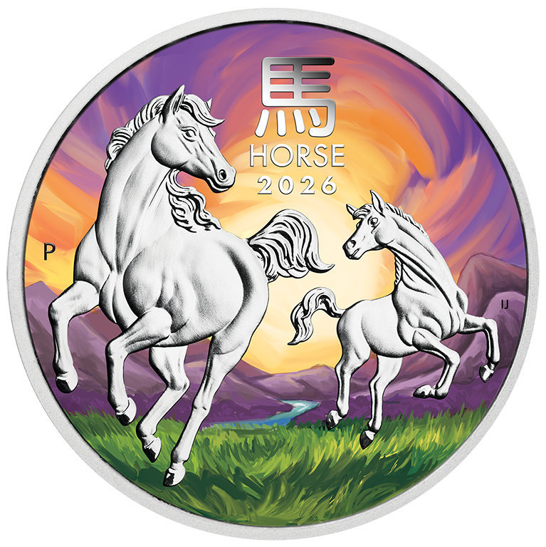 2026 1oz ANDA Melbourne Money Expo Year of the Horse 1oz Silver Coloured Coin in Card