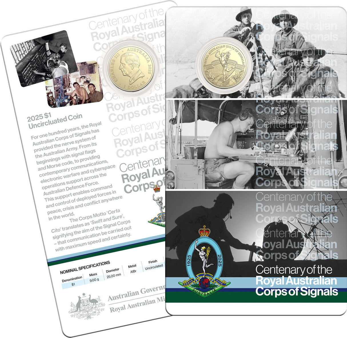Centenary of the Royal Australian Corps of Signals - 2025 $1 Uncirculated Coin