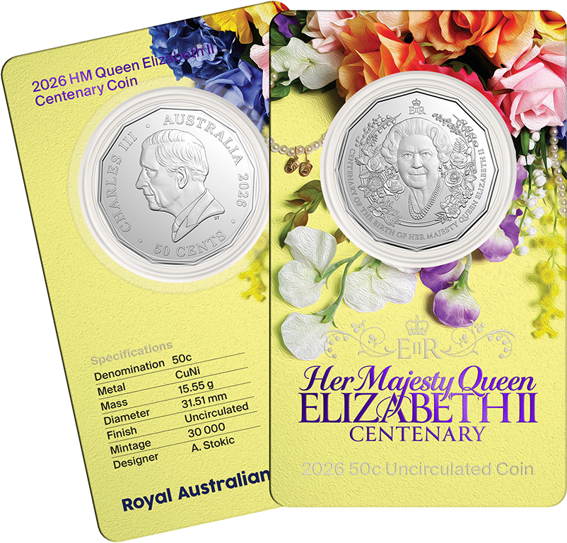 2026 50c Centenary of the Birth of Queen Elizabeth II Unc Coin Card