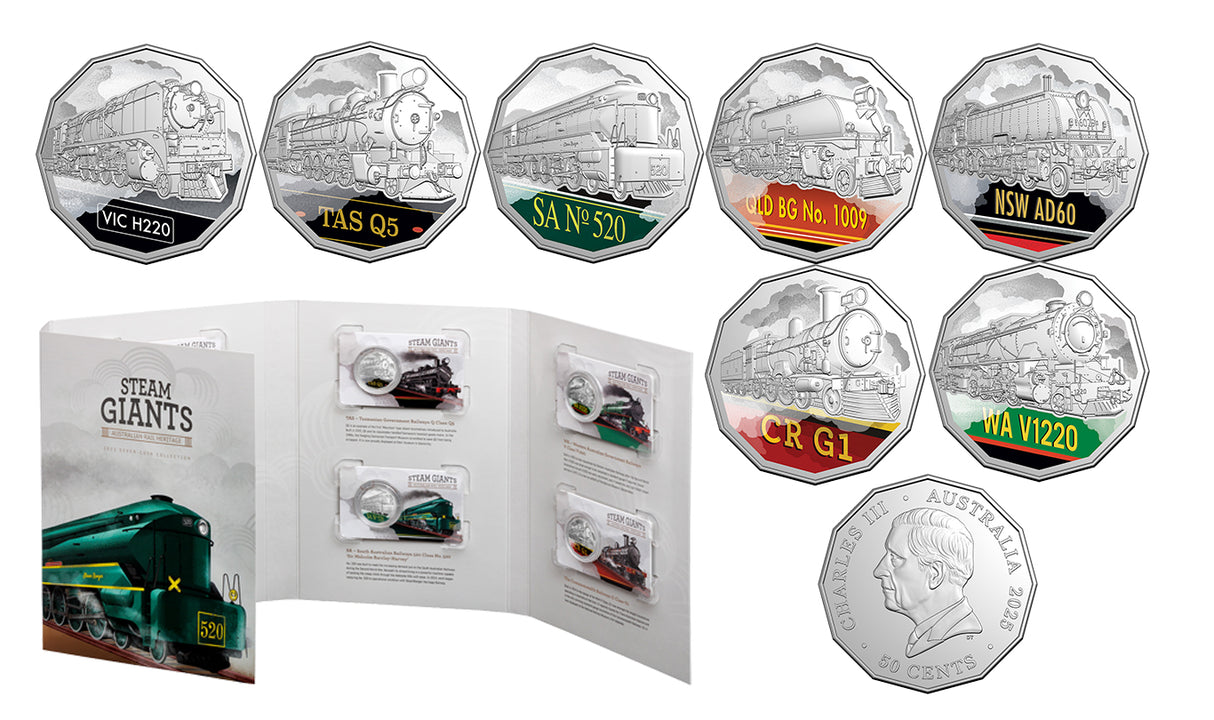 Steam Giants 2025 50c Colour Uncirculated 7 Coin Set