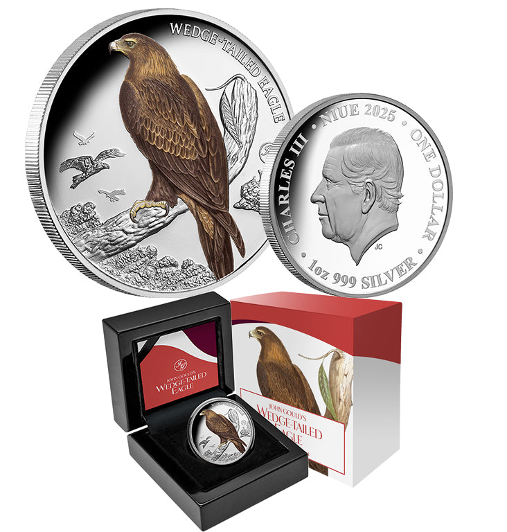 Birds of Australia - Wedge-Tailed Eagle 2025 1oz Silver Coloured Proof Coin