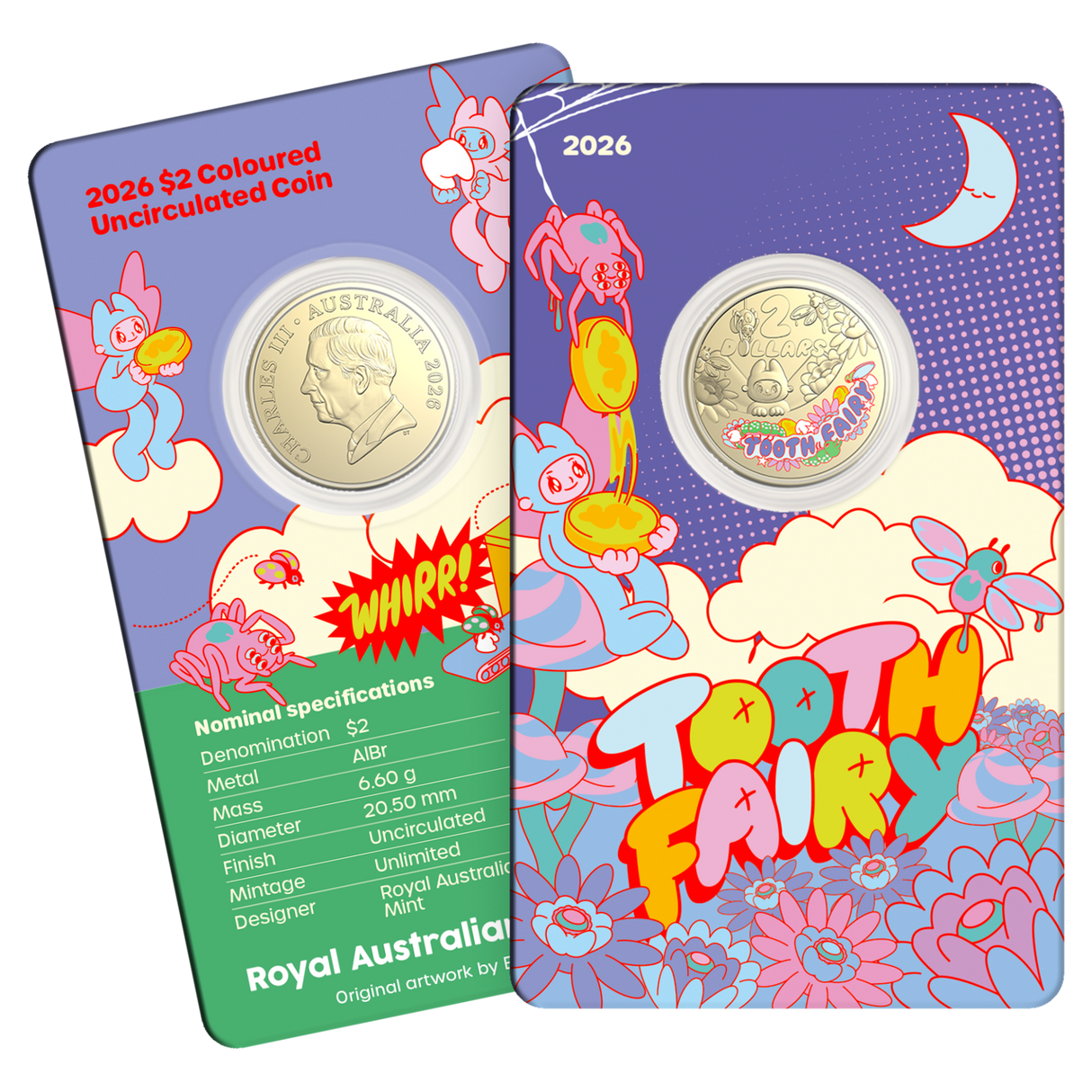 2026 $2 Tooth Fairy Coloured Uncirculated Coin Card