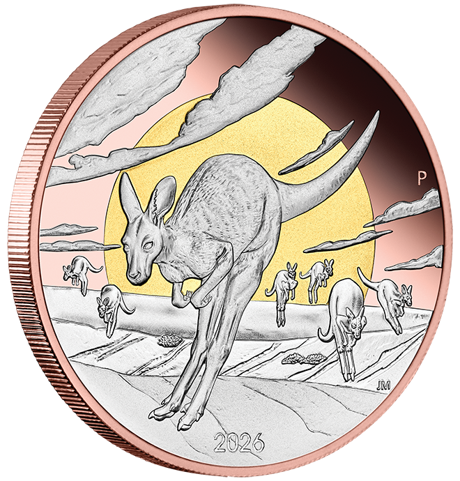 2026 5oz Wonders of Australia The Outback Kangaroo Silver Proof Double Gilded Coin