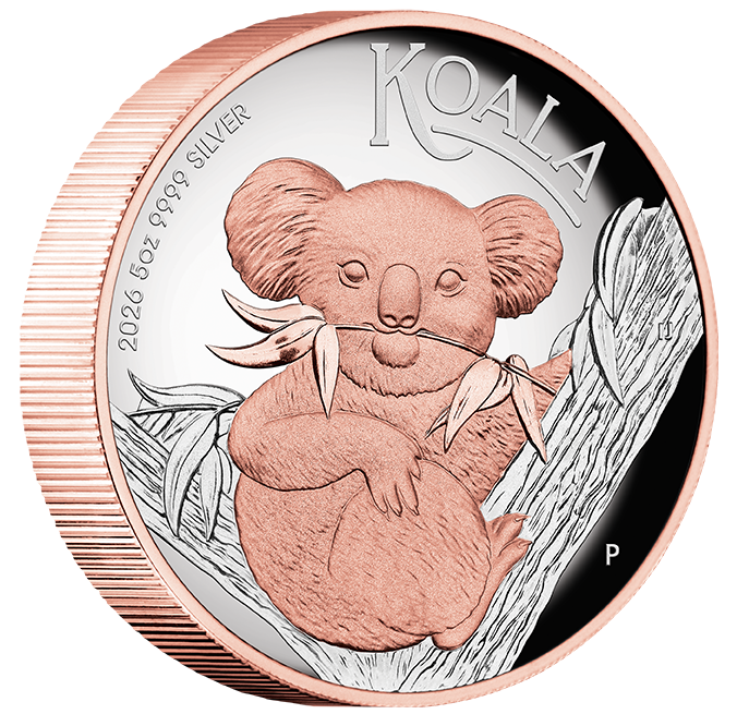 2026 5oz Australian Koala Silver Proof High Relief Gilded Coin