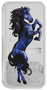 2026 1oz Lunar Horse Silver Bullion Coloured Minted Rectangular Coin Card