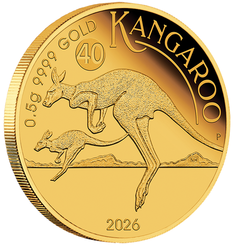 2026 0.5g Australian Kangaroo Mini Roo Gold Proof Coin in Card