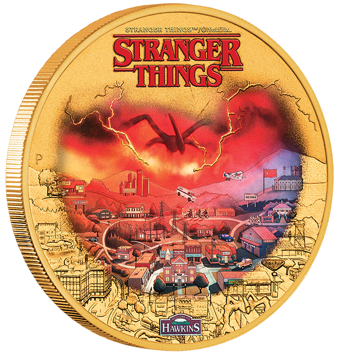 2026 $1 Stranger Things Hawkins Gold Plated Collectors Coin Card