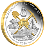 2026 1oz Australia's First Gold Rush 175th Anniversary Silver Proof Gilded Coin