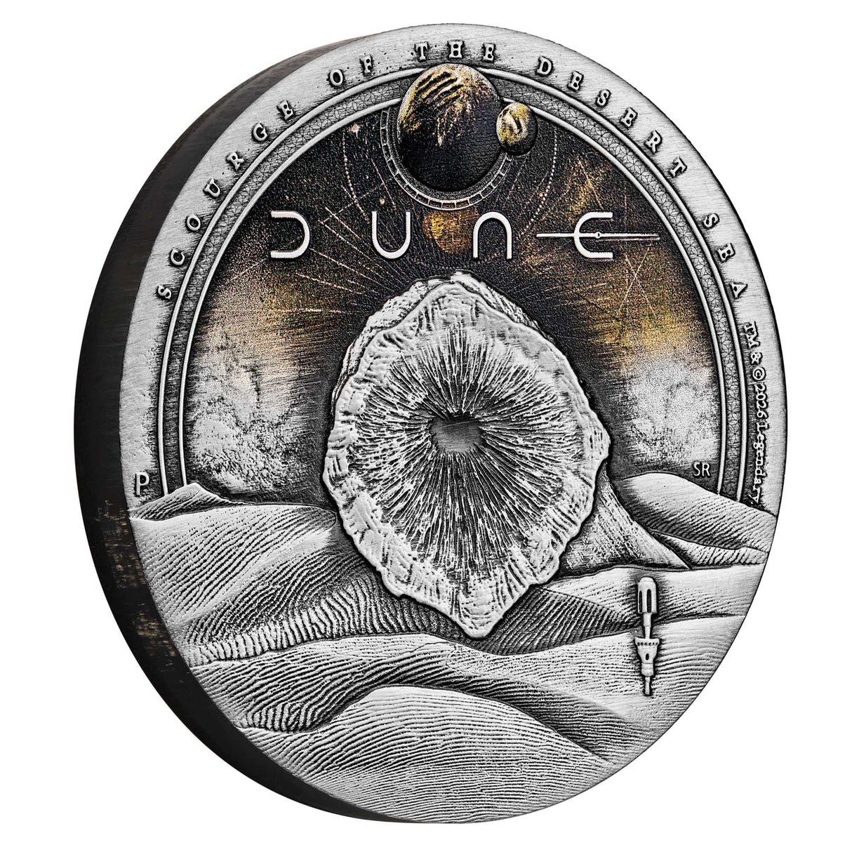 2026 2oz DUNE Scourge of the Desert Sea Silver Antiqued Coloured Coin