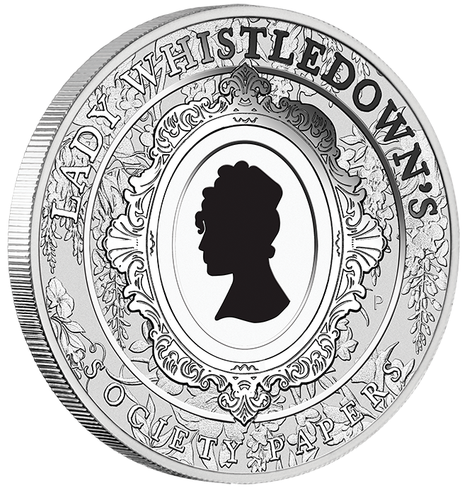 2026 1oz Bridgerton Lady Whistledown Coloured Silver Coin