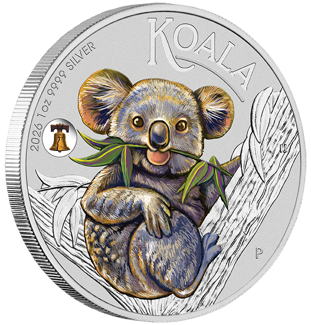 2026 1oz Australia Koala with Liberty Bell Privy Silver Coloured Coin - ANA Coin Show Special