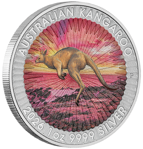 2026 1oz Sundowner Red Kangaroo Silver Coloured Coin Card