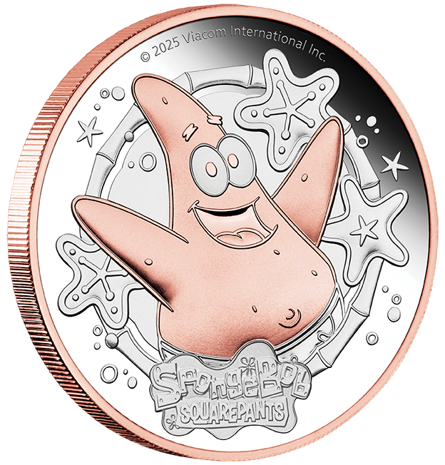 Spongebob SquarePants - Patrick Star 2025 2oz Silver Proof Gilded Coin