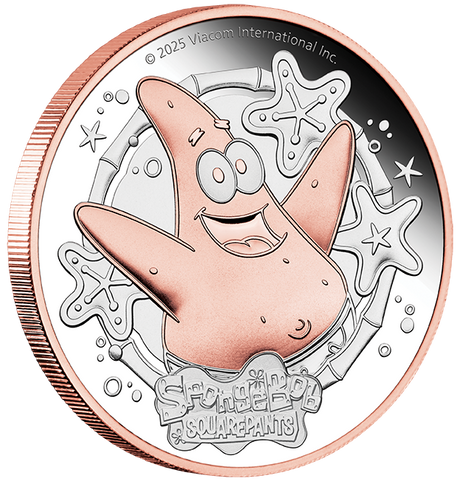 Spongebob SquarePants - Patrick Star 2025 2oz Silver Proof Gilded Coin