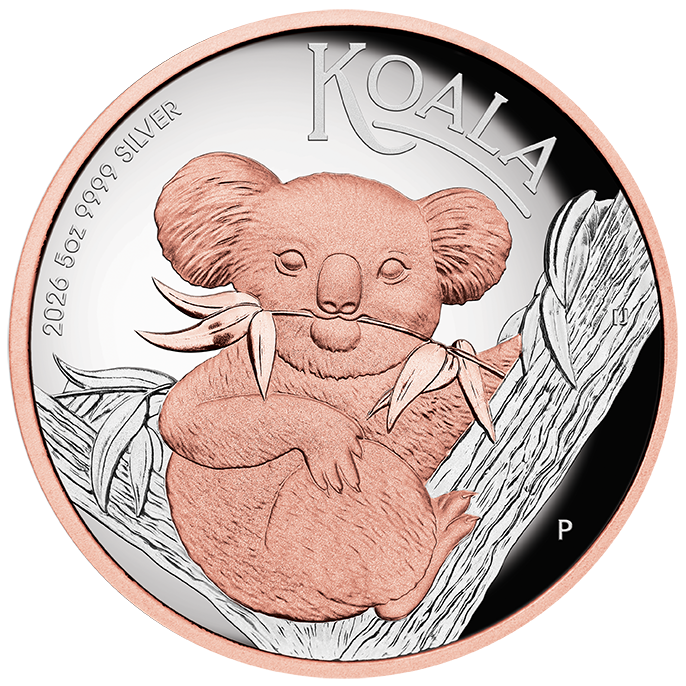2026 5oz Australian Koala Silver Proof High Relief Gilded Coin