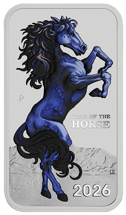 2026 1oz Lunar Horse Silver Bullion Coloured Minted Rectangular Coin Card