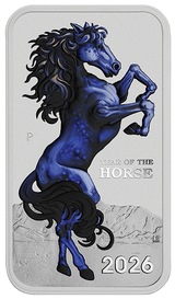 2026 1oz Lunar Horse Silver Bullion Coloured Minted Rectangular Coin Card