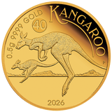 2026 0.5g Australian Kangaroo Mini Roo Gold Proof Coin in Card