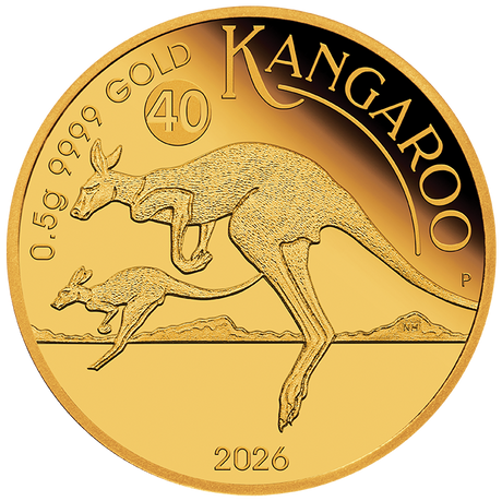 2026 0.5g Australian Kangaroo Mini Roo Gold Proof Coin in Card