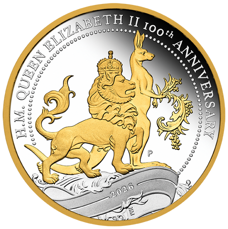 2026 1oz H.M. Queen Elizabeth II 100th Anniversary Silver Proof Gilded Coin
