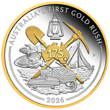 2026 1oz Australia's First Gold Rush 175th Anniversary Silver Proof Gilded Coin