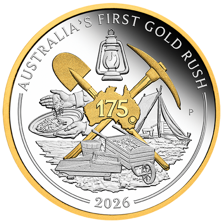 2026 1oz Australia's First Gold Rush 175th Anniversary Silver Proof Gilded Coin