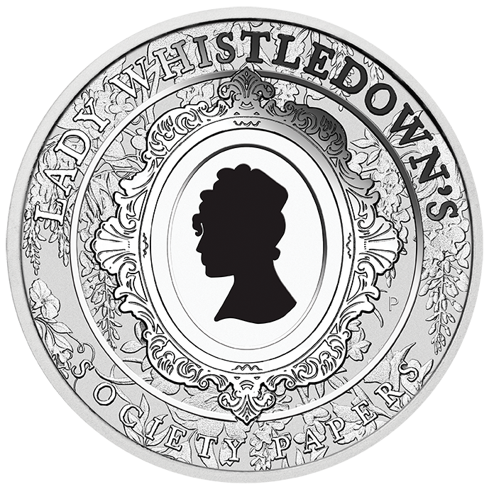 2026 1oz Bridgerton Lady Whistledown Coloured Silver Coin