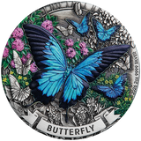 2026 2oz Butterfly Silver Antiqued Coloured Coin