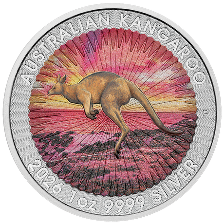 2026 1oz Sundowner Red Kangaroo Silver Coloured Coin Card