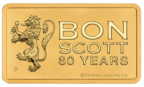 2026 1g Bon Scott 80th Anniversary Gold Minted Bar
