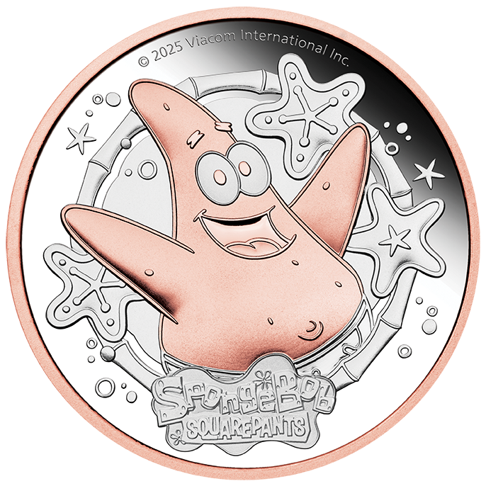 Spongebob SquarePants - Patrick Star 2025 2oz Silver Proof Gilded Coin