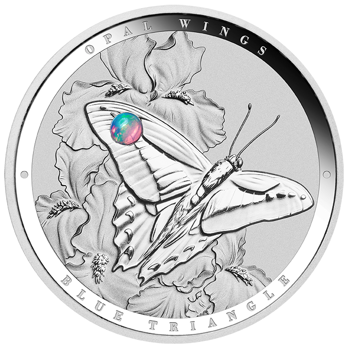2026 1oz Australian Opal Wings Blue Triangle Opal Insert Silver Proof Coin