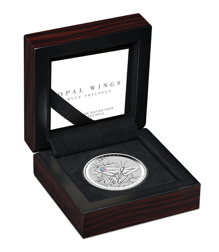 2026 1oz Australian Opal Wings Blue Triangle Opal Insert Silver Proof Coin