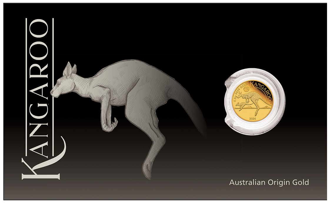 2026 0.5g Australian Kangaroo Mini Roo Gold Proof Coin in Card