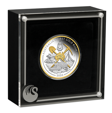 2026 1oz Australia's First Gold Rush 175th Anniversary Silver Proof Gilded Coin